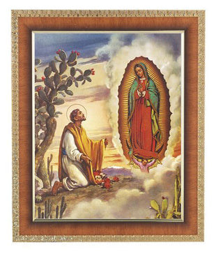 Our Lady Of Guadalupe with Juan Diego Cherry Frame 10.25X12.25" 8X10Prt