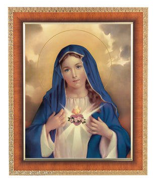 Immaculate Heart Of Mary 8X10 In Cherry Frame 10.25X12.25