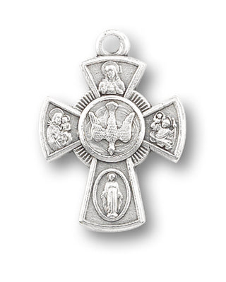 1" 4 Way With Dove Center Oxidized Medal 25-Pack