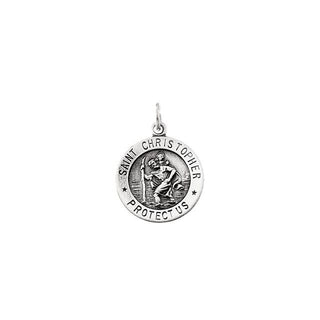 14K White 15 mm Saint Christopher Medal