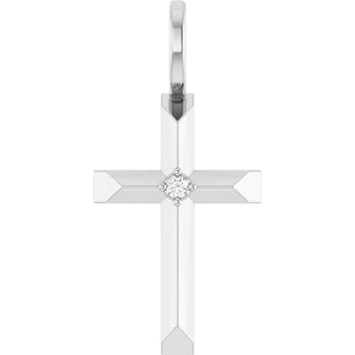 Sterling Silver .0075 CT Natural Diamond Cross Pendant