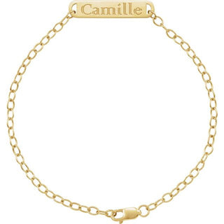 14K Yellow Engravable Bar 7" Bracelet