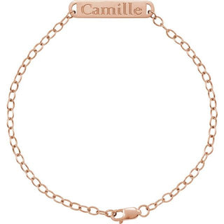 14K Rose Engravable Bar 7" Bracelet