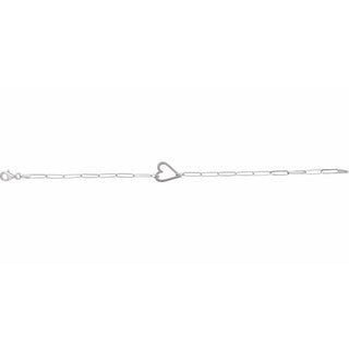 Sterling Silver Heart & Paperclip-Style Chain 7" Bracelet