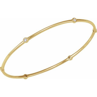 14K Yellow 1/4 CTW Natural Diamond Bezel-Set Bangle 8" Bracelet