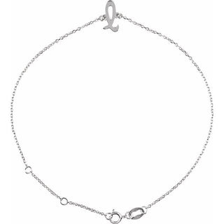 14K White Initial L 6 1/2-7 1/2" Bracelet