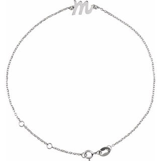 Sterling Silver Initial M 6 1/2-7 1/2" Bracelet