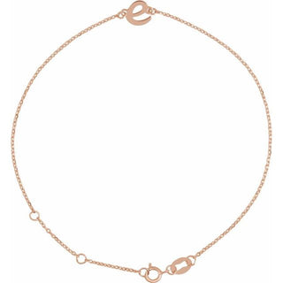 14K Rose Initial E 6 1/2-7 1/2" Bracelet