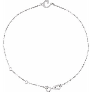 Sterling Silver Initial C 6 1/2-7 1/2" Bracelet