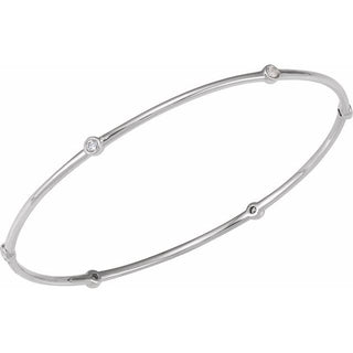 14K White 1/4 CTW Natural Diamond Bezel-Set Bangle 8" Bracelet
