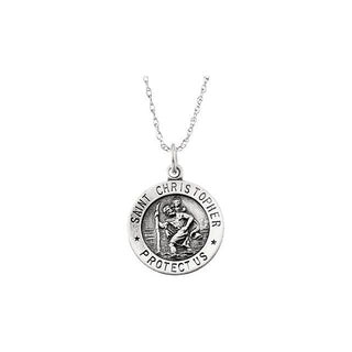 Sterling Silver Round St. Christopher Pendant Medal with Chain at Catholic Shop  