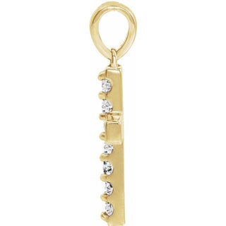 14K Yellow Lab-Grown Diamond Cross Pendant
