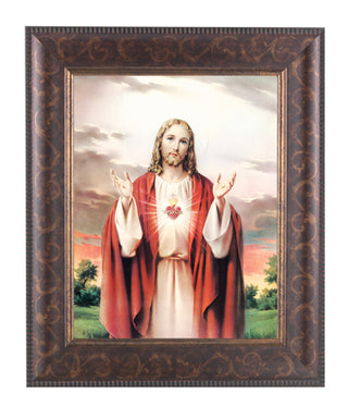 Sacred Heart In Art Deco Frame 10.25X12.25" 8X10 Print