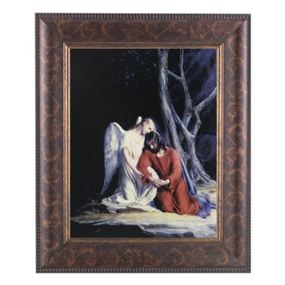 Christ With Angel In Art Deco Frame 10.25X12.25" 8X10 Print