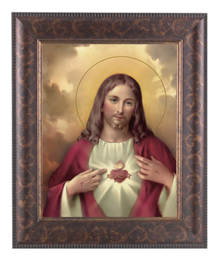 Sacred Heart In Art Deco Frame 10.25X12.25" 8X10 Print