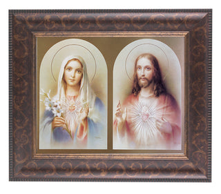 The Sacred Hearts In Art Deco Frame 10.25X12.25" 8X10 Print