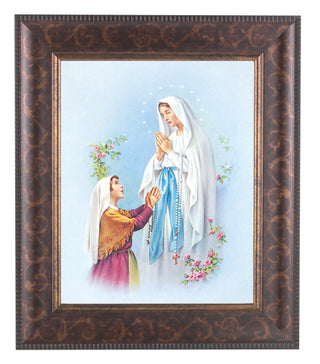 Our Lady Lourdes In Art Deco Frame 10.25X12.25" 8X10 Print
