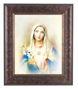 Immaculate Heart Of Mary 8X10 Art Deco Frame 10.25X12.25"