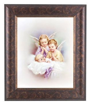 Guardian Angels In Art Deco Frame 10.25X12.25" 8X10 Print