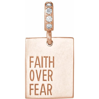14K Rose .02 CTW Natural Diamond Faith Over Fear Pendant