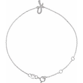 Sterling Silver Initial J 6 1/2-7 1/2" Bracelet