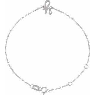 Sterling Silver Initial H 6 1/2-7 1/2" Bracelet