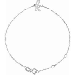 Sterling Silver Initial K 6 1/2-7 1/2" Bracelet