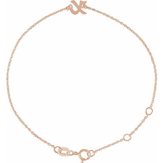 14K Rose Initial X 6 1/2-7 1/2" Bracelet