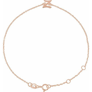 14K Rose Initial Z 6 1/2-7 1/2" Bracelet
