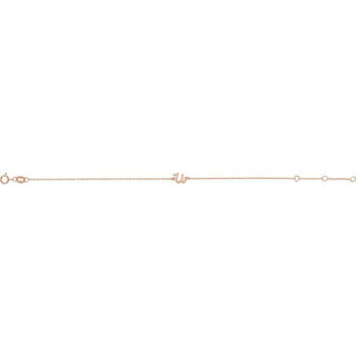 14K Rose Initial U 6 1/2-7 1/2" Bracelet