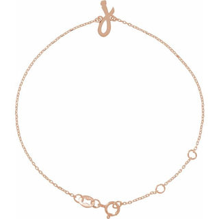 14K Rose Initial J 6 1/2-7 1/2" Bracelet