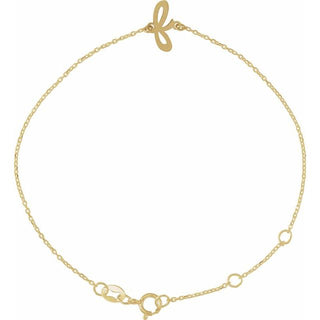 14K Yellow Initial F 6 1/2-7 1/2" Bracelet