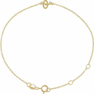 14K Yellow Initial O 6 1/2-7 1/2" Bracelet