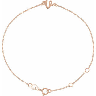 14K Rose Initial V 6 1/2-7 1/2" Bracelet