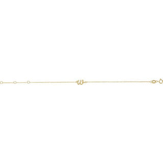 14K Yellow Initial W 6 1/2-7 1/2" Bracelet