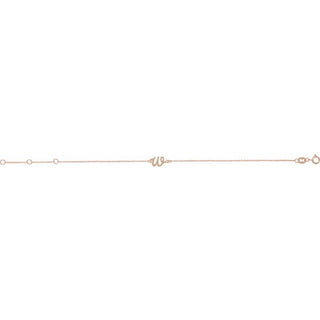 14K Rose Initial W 6 1/2-7 1/2" Bracelet