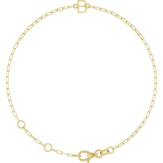 14K Yellow Sans Serif Initial B 6 1/2-7 1/2" Bracelet