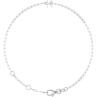 14K White Sans Serif Initial K 6 1/2-7 1/2" Bracelet