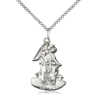 Sterling Silver Guardian Angel Medal Religious Jewelry