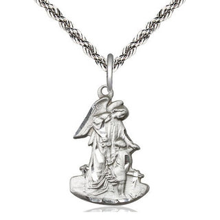 Sterling Silver Guardian Angel Medal Religious Jewelry
