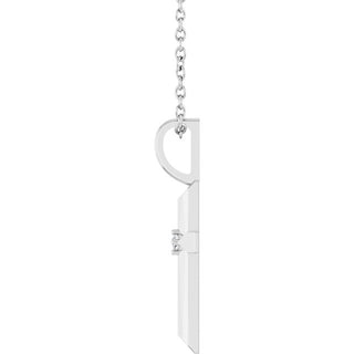 14K White .0075 CT Natural Diamond Cross 16-18" Necklace