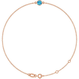 14K Rose Natural Blue Zircon 6 1/2-7 1/2" Bracelet