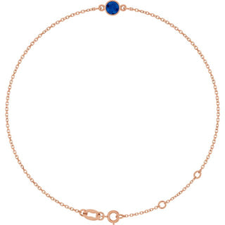 14K Rose Lab-Grown Blue Sapphire 6 1/2-7 1/2" Bracelet