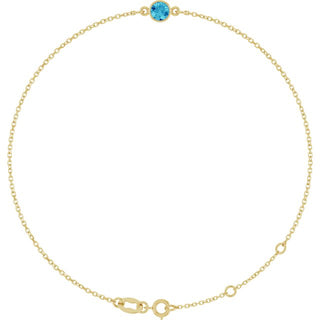 14K Yellow Natural Blue Zircon 6 1/2-7 1/2" Bracelet