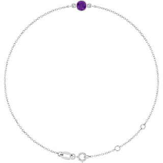14K White Natural Amethyst 6 1/2-7 1/2" Bracelet