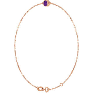 14K Rose Natural Amethyst 6 1/2-7 1/2" Bracelet
