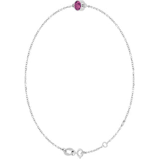 14K White Natural Pink Tourmaline 6 1/2-7 1/2" Bracelet
