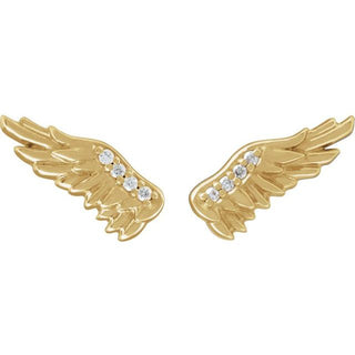 14K Yellow .02 CTW Natural Diamond Angel Wing Earrings