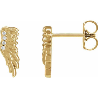 14K Yellow .02 CTW Natural Diamond Angel Wing Earrings