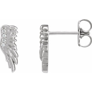 14K White .02 CTW Natural Diamond Angel Wing Earrings
